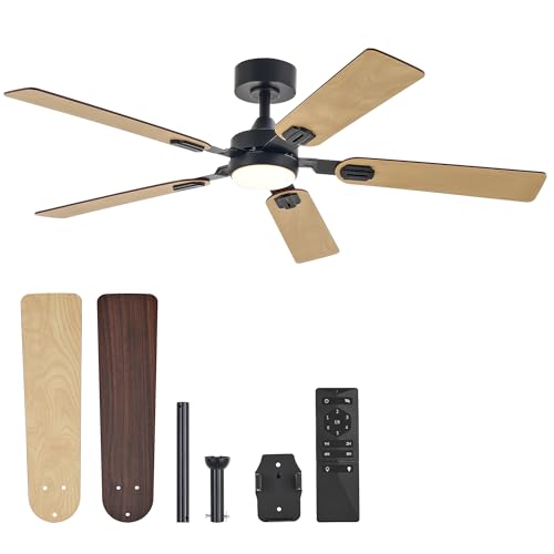 52" 5 Blades Walnut Ceiling Fan with Lights and Remote M7594
