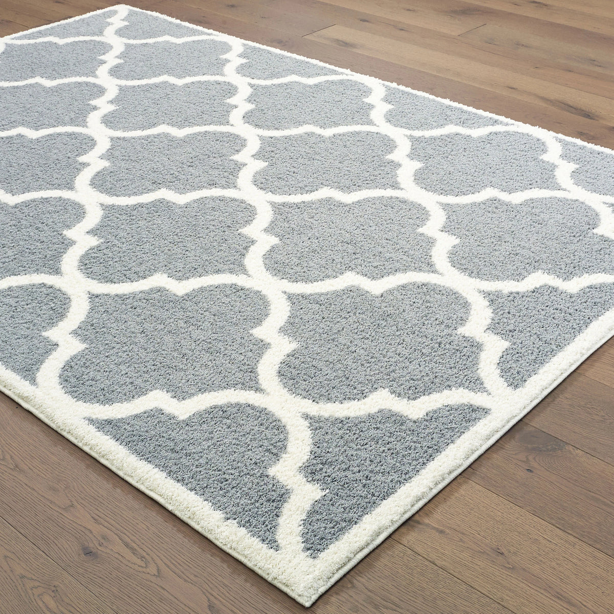 Grey Cream Microfiber Area Rug 5'3" x 7'6" M576155