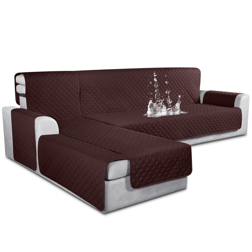 Large/Chocolate Waterproof L Shaped Sofa Covers 3pcs W70842