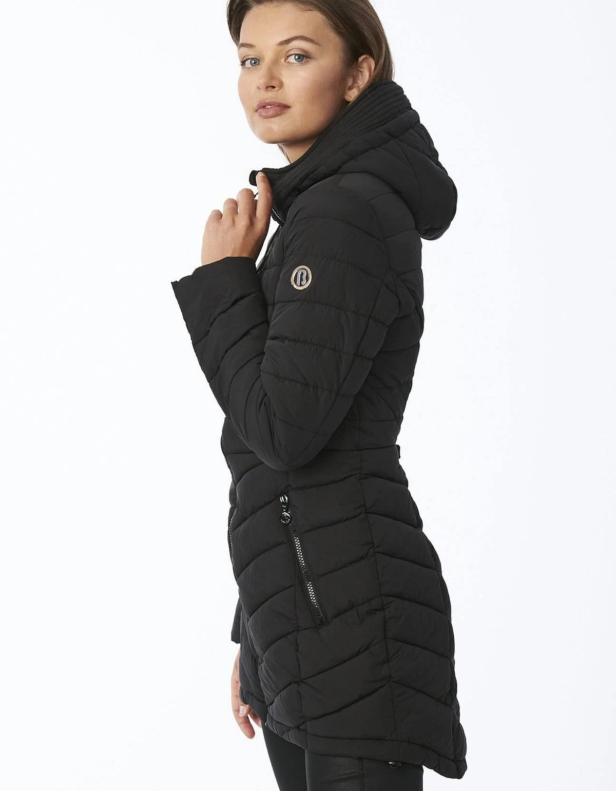 Black Quilted Micro Touch Coat U8806