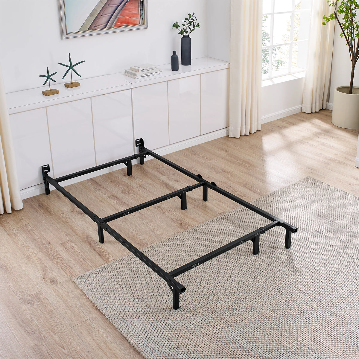 Adjustable Metal Bed Frame, Black, Twin - Queen J7369