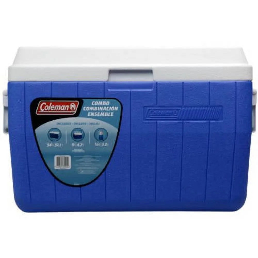 Blue 3-Piece Cooler Combo, 54 QT Chest Cooler, 5 QT Personal Cooler, 1/3 Gallon Jug W1844