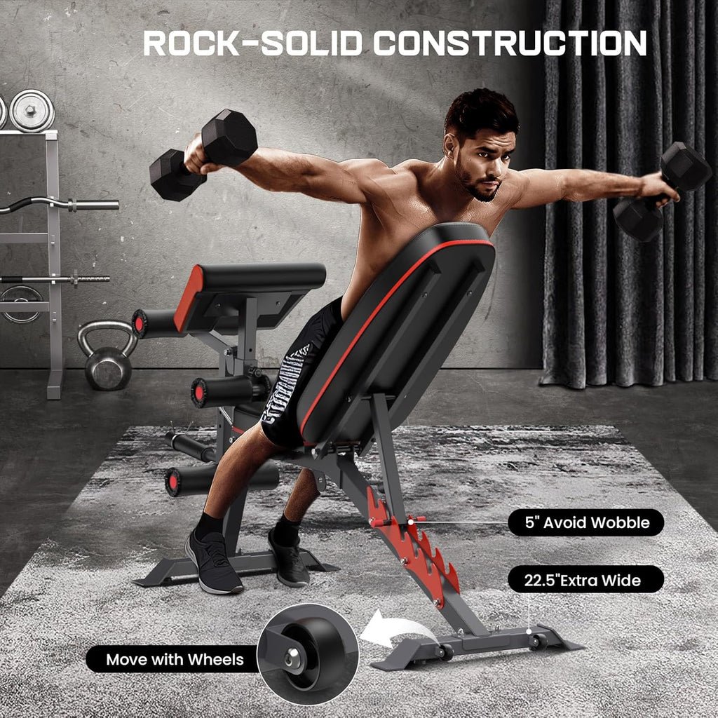 Adjustable Weight Bench with Leg Extension and Preacher Pad S57667