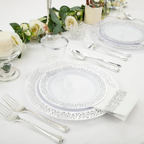 350pcs Silver Party Dinnerware Set C47654