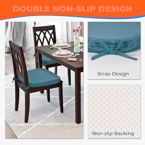Beige D-Shaped Seat Cushions with Removable Washable Cover, Set of 4 B1586