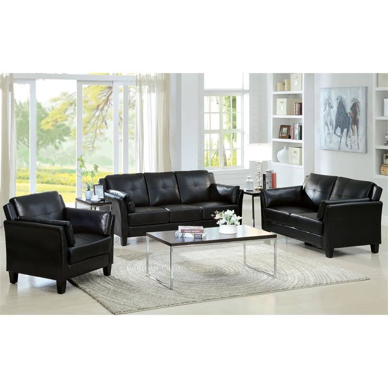 Black Tufted Faux Leather Accent Chair K689871