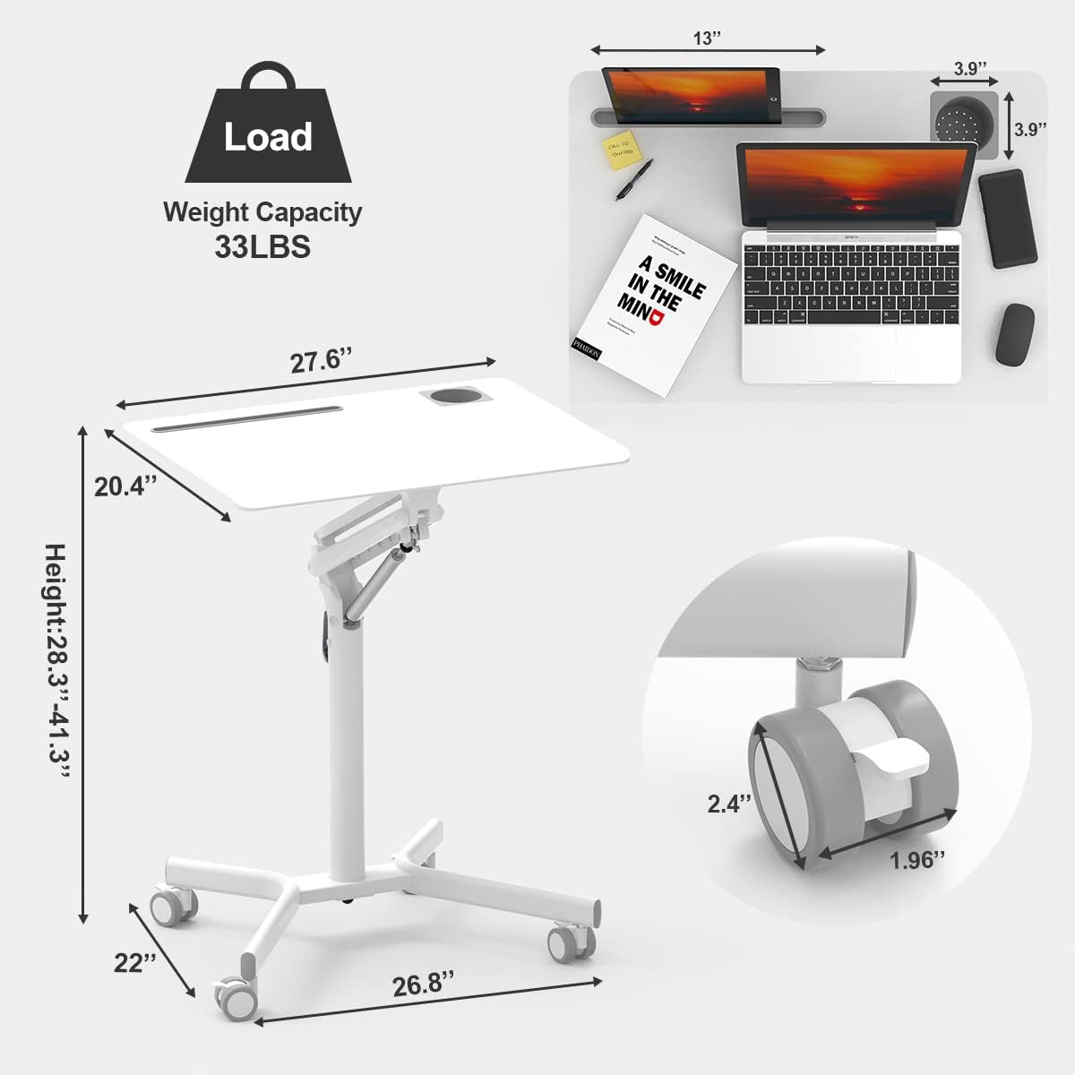 Portable Laptop Desk with Wheels U42554