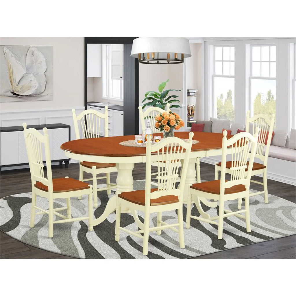 7-piece Wood Dining Table and Chair Set in Cherry E655