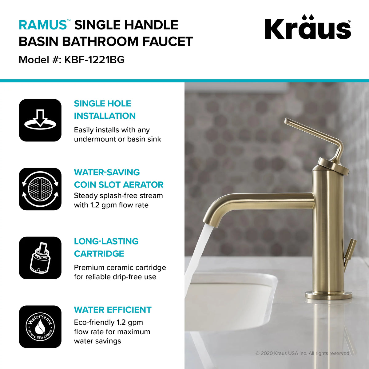 Single Handle Bathroom Sink Faucet with Lift Rod Drain T711268