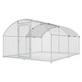 Large Metal Chicken Coop Walk-in Poultry Cage Chicken Run Pen Dog Kennel with Waterproof and Anti-Ultraviolet Cover (9.8' L x 19.7' W x 6.4' H) M748140