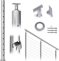 Round 36”x2.36” Stainless Steel Brushed Cable Railing Post Pack of 2 N834