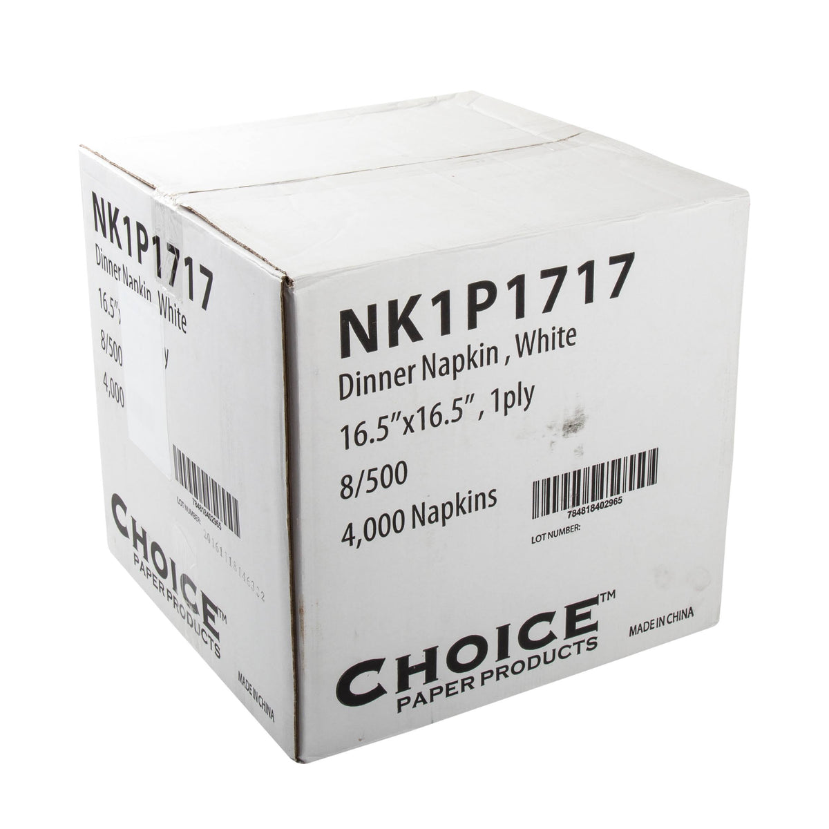 White 1-Ply Dinner Napkins, Case of 4000 Q817509