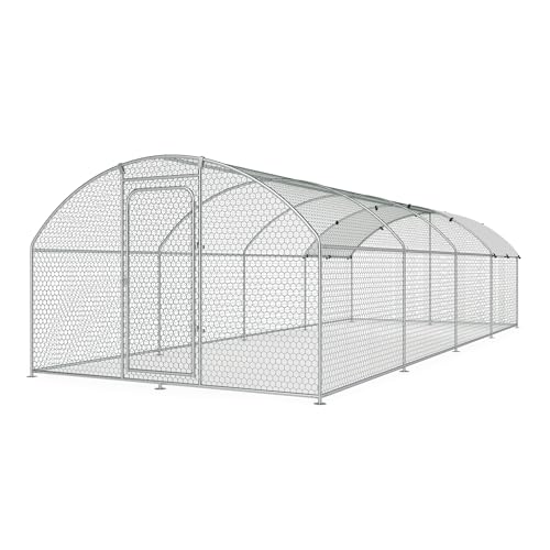 Large Metal Chicken Coop Walk-in Poultry Cage Chicken Run Pen Dog Kennel with Waterproof and Anti-Ultraviolet Cover (9.8' L x 19.7' W x 6.4' H) M748140