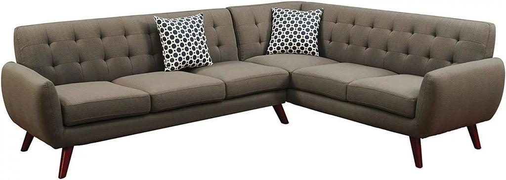 Grey Polyfiber Linen-Like Fabric Sectional Sofa Set T731