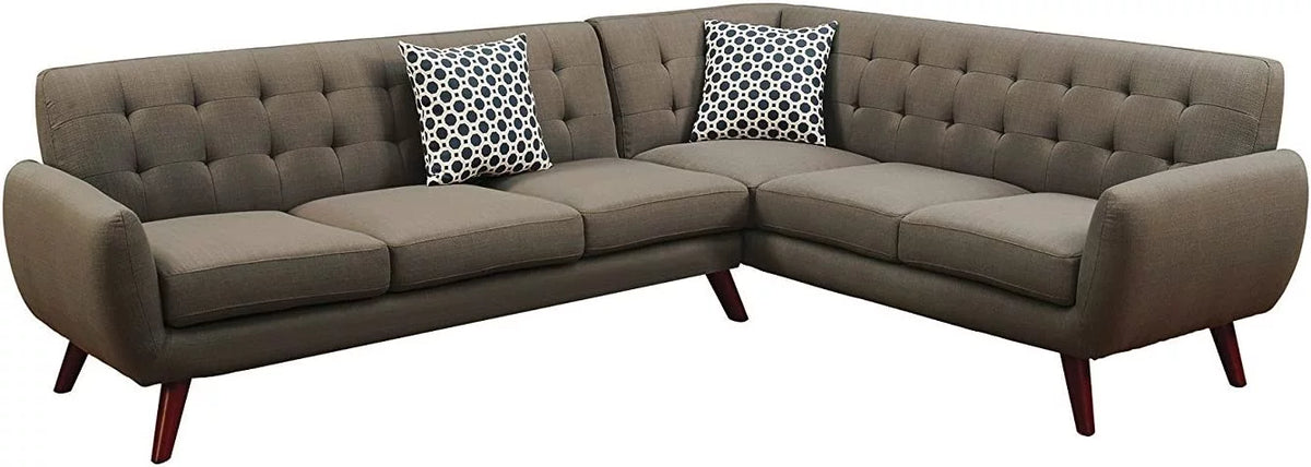 Grey Polyfiber Linen-Like Fabric Sectional Sofa Set T731