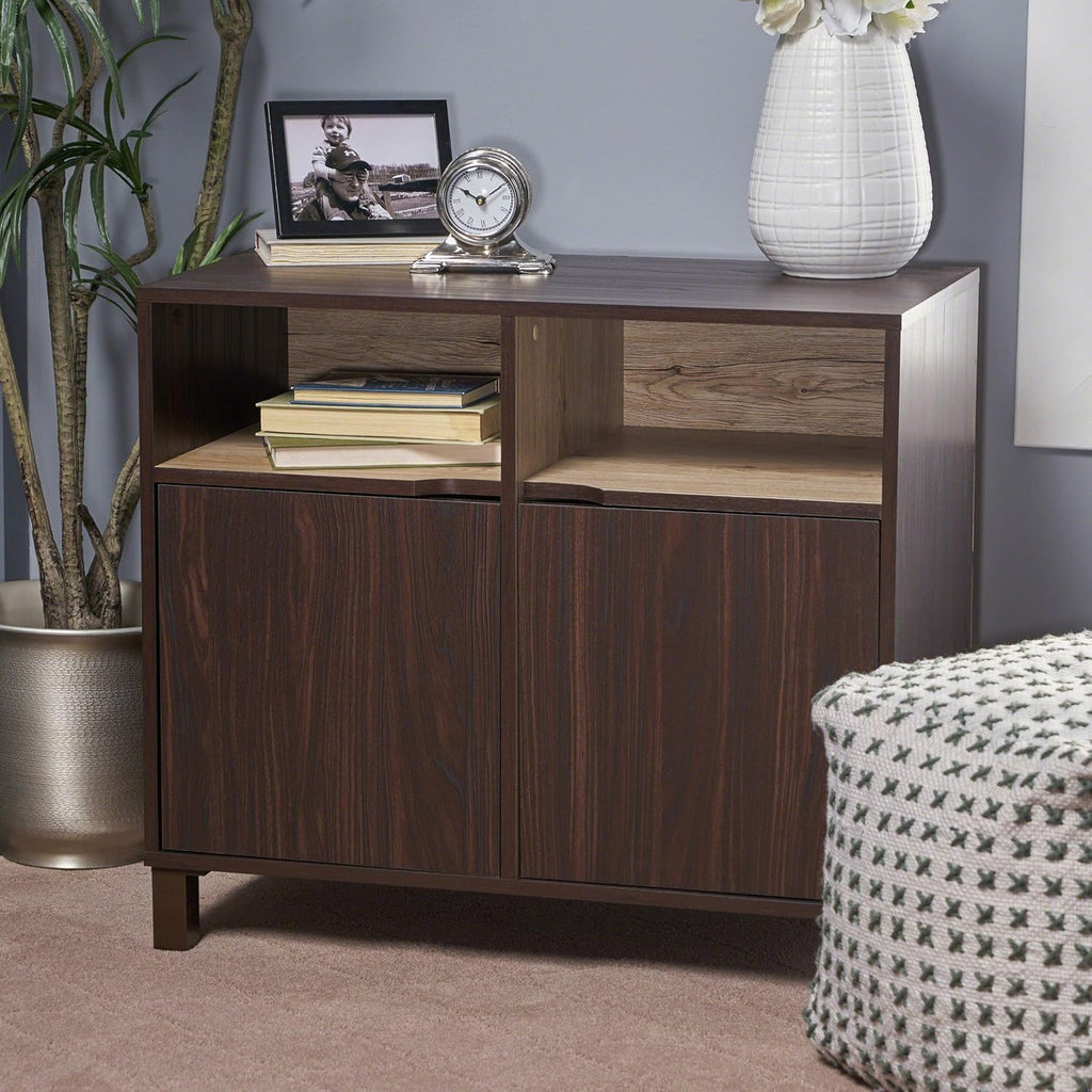2-Shelf Faux Wood Cabinet, Walnut / Brown U8971
