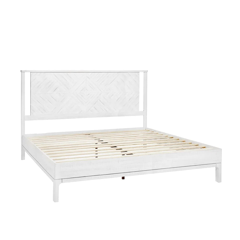 Queen Platform Bed Frame with Headboard Solid Wood Black I83270