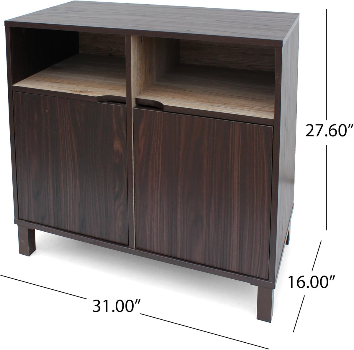 2-Shelf Faux Wood Cabinet, Walnut / Brown U8971