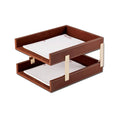 Rustic Brown Leather Double Letter Trays Q304