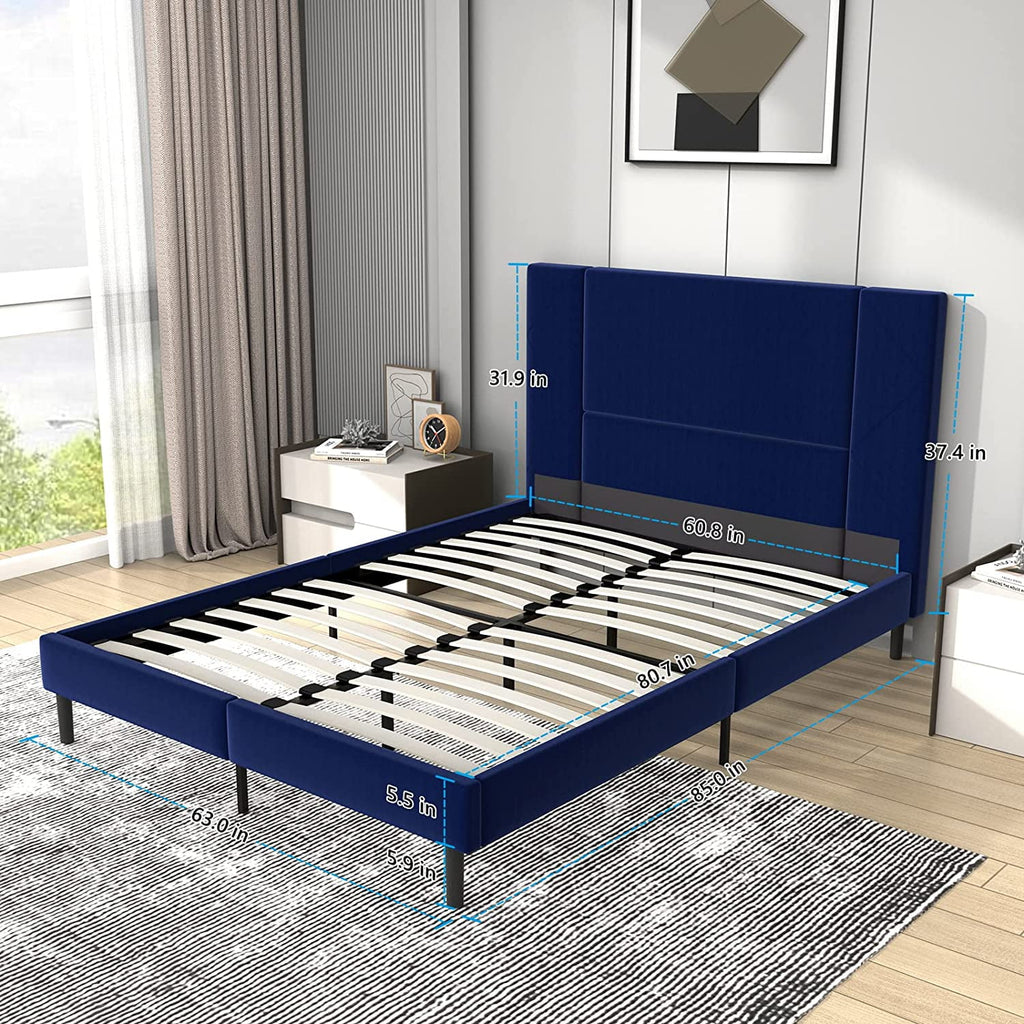 Queen Velvet Upholstered Bed Frame Q2476