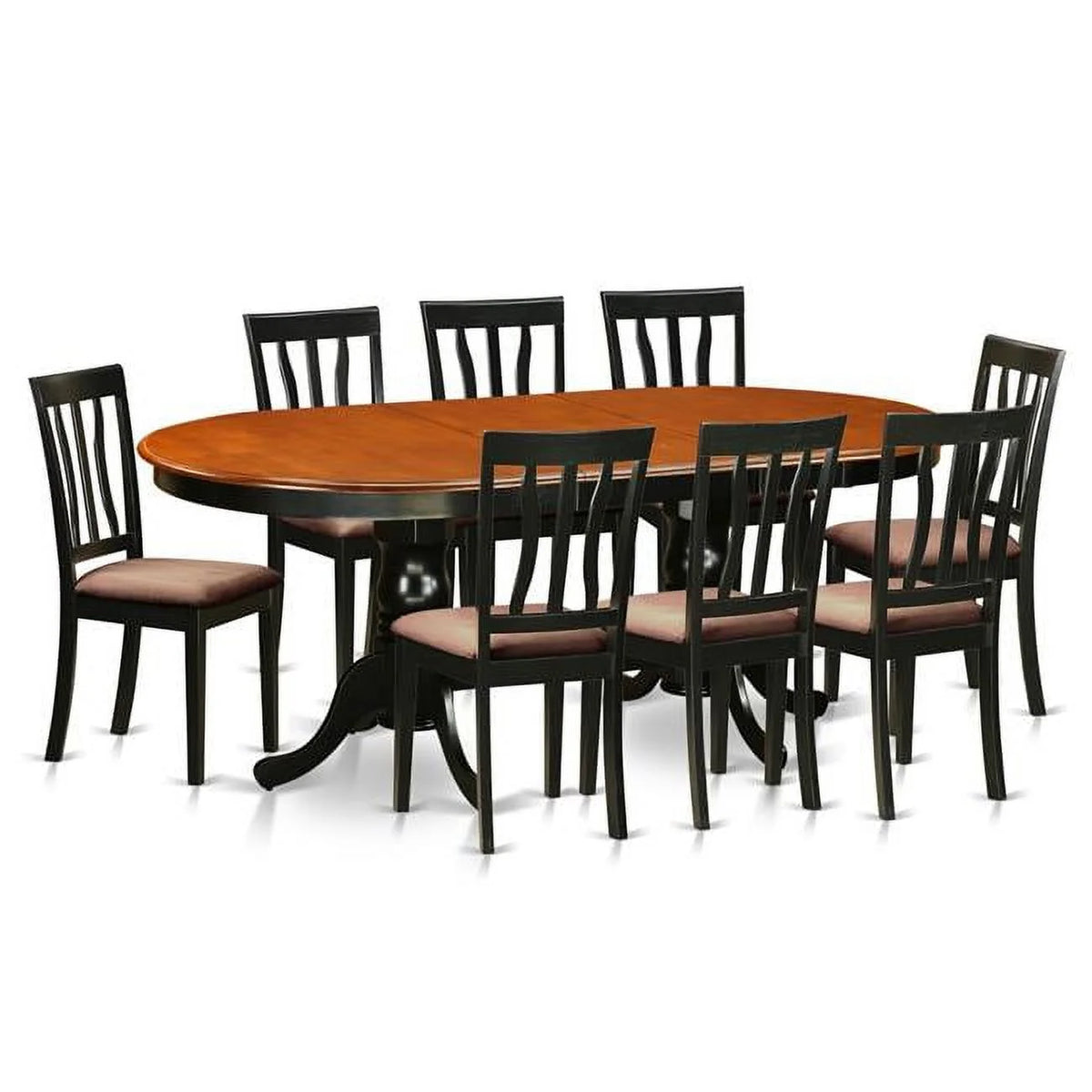 Black & Cherry 9 Piece Microfiber Dining Room Set P45585