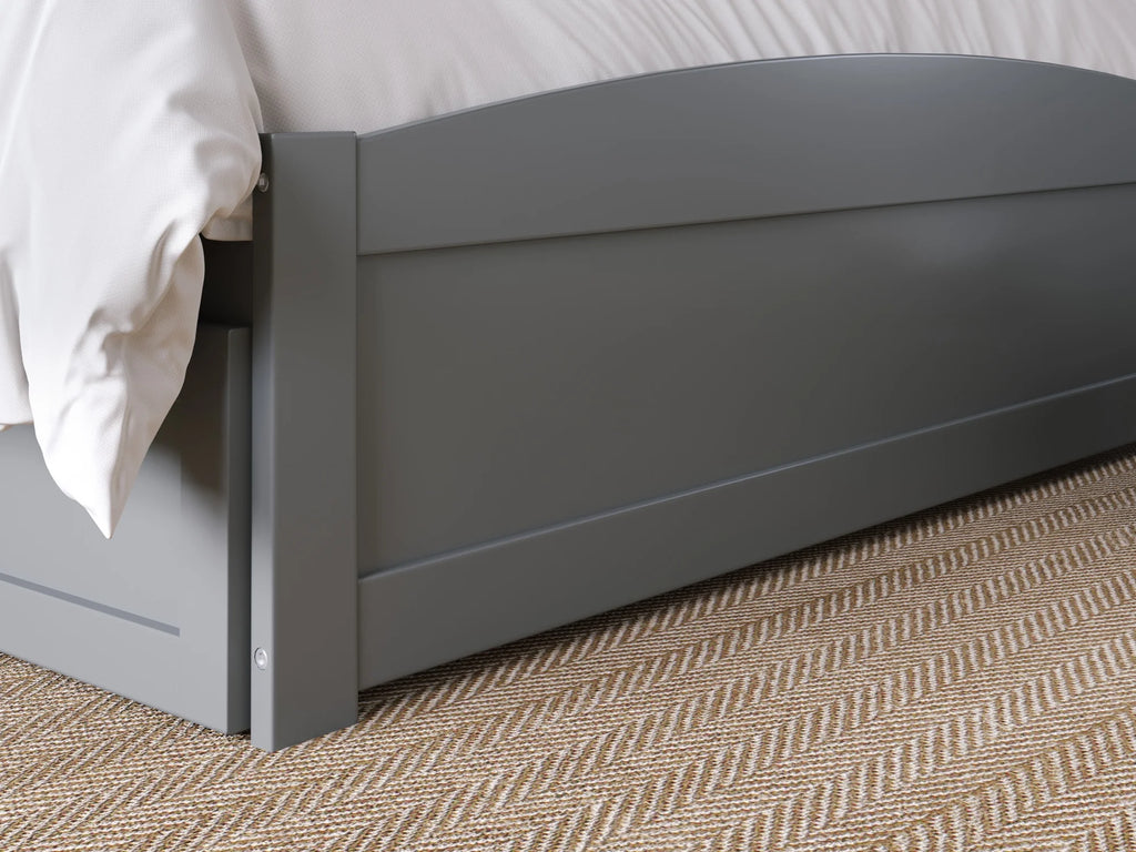 Grey Full Wood Platform Bed with Twin Trundle I25220