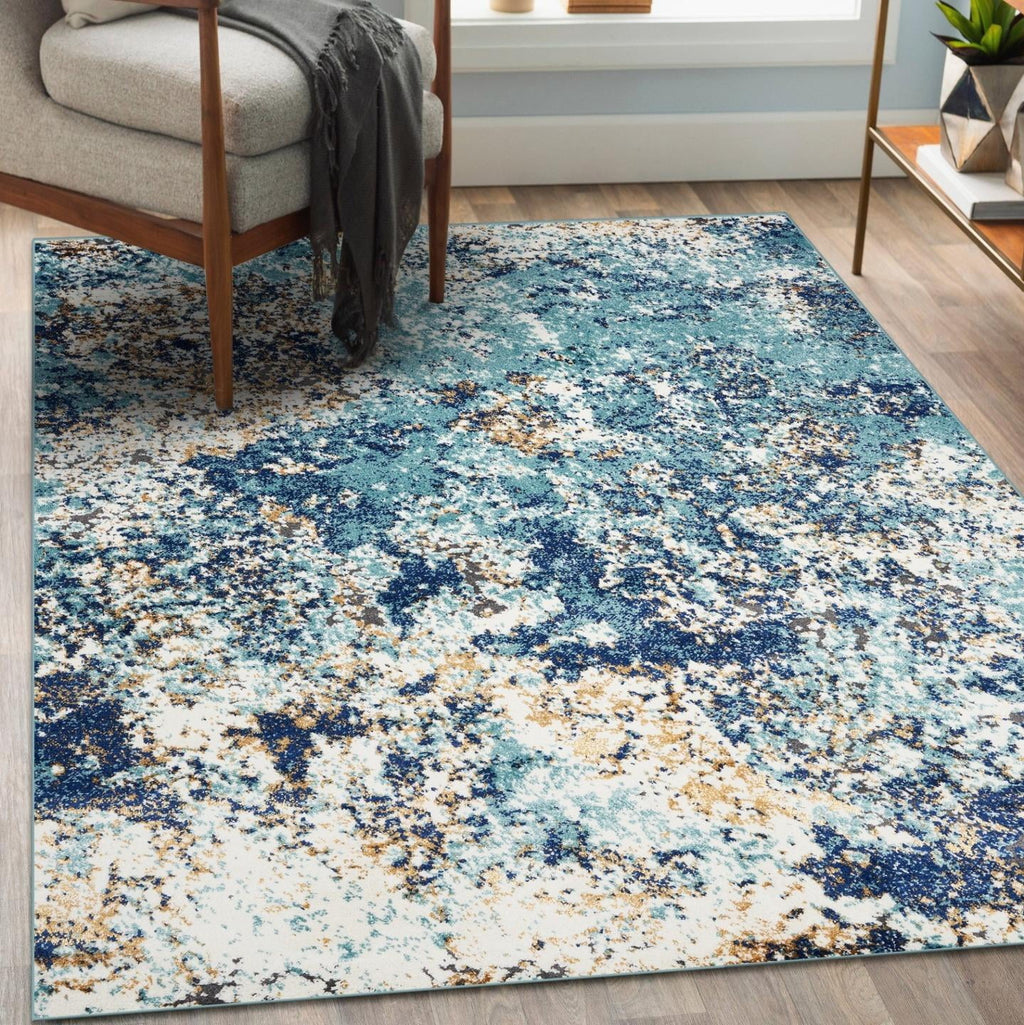 Modern Abstract Area Rug Blue 2x3 M921