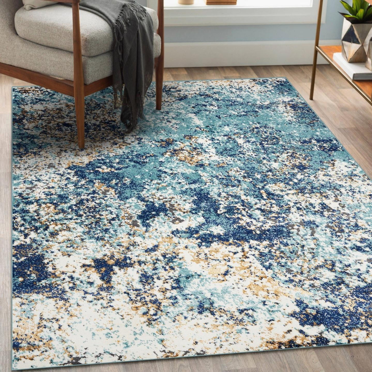 Modern Abstract Area Rug Blue 2x3 M921