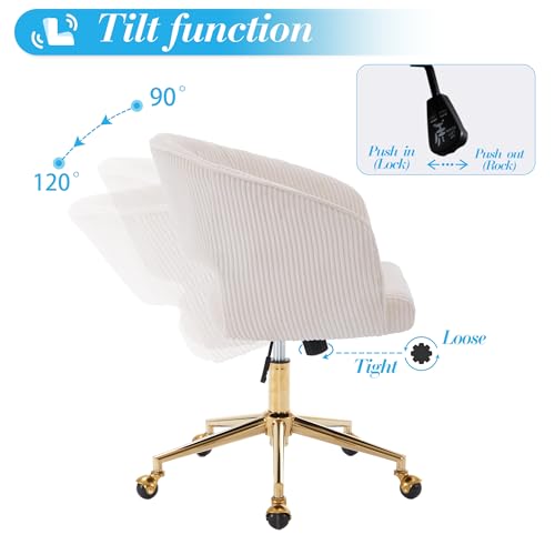 Velvet Upholstered Swivel Desk Chair with Gold Base M55005