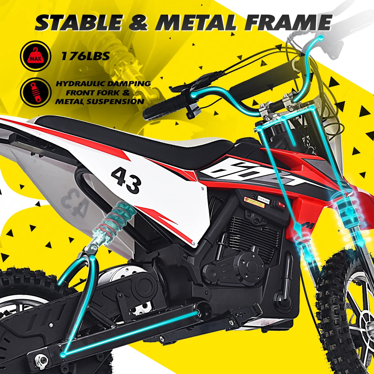 36V 650W Kids Electric Dirt Bike Off-Road Motorcycle J724