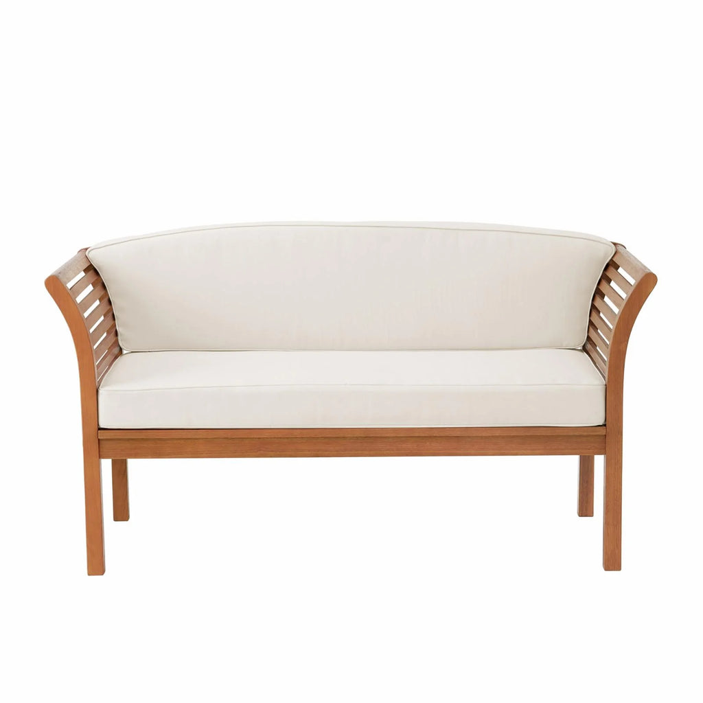 Eucalyptus Wood Outdoor Bench with Cushions T488087