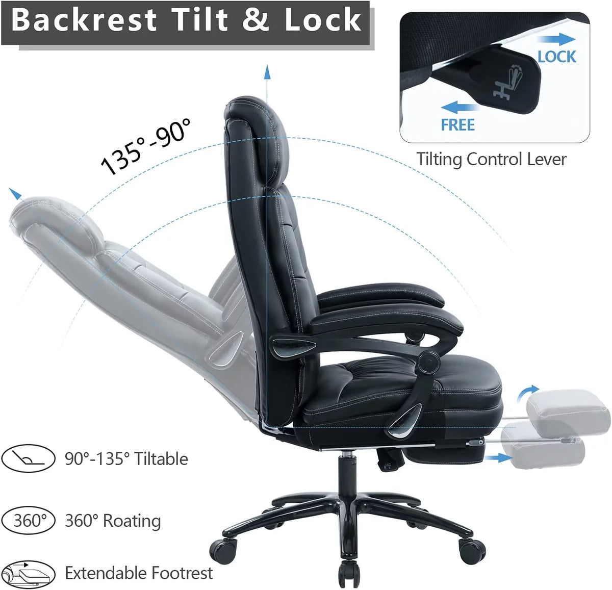 Oversized Office Chair with Foot Rest P62169
