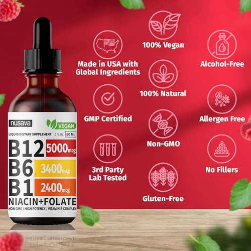 (2 Pack) Vitamin B12 Liquid Drops, 5000 mcg with Vitamin B6, 80 Servings X78618