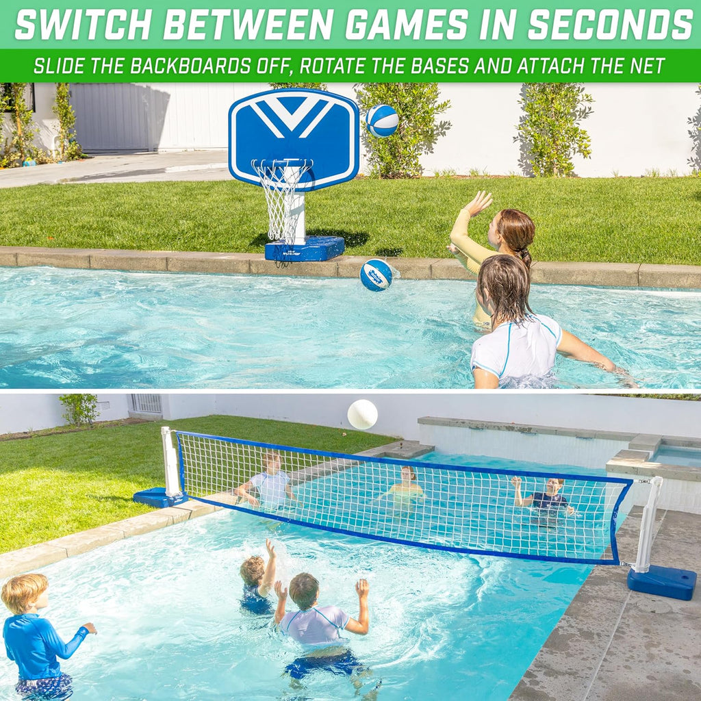2-in-1 Pool Basketball Hoop & Volleyball Net Game Set B575470