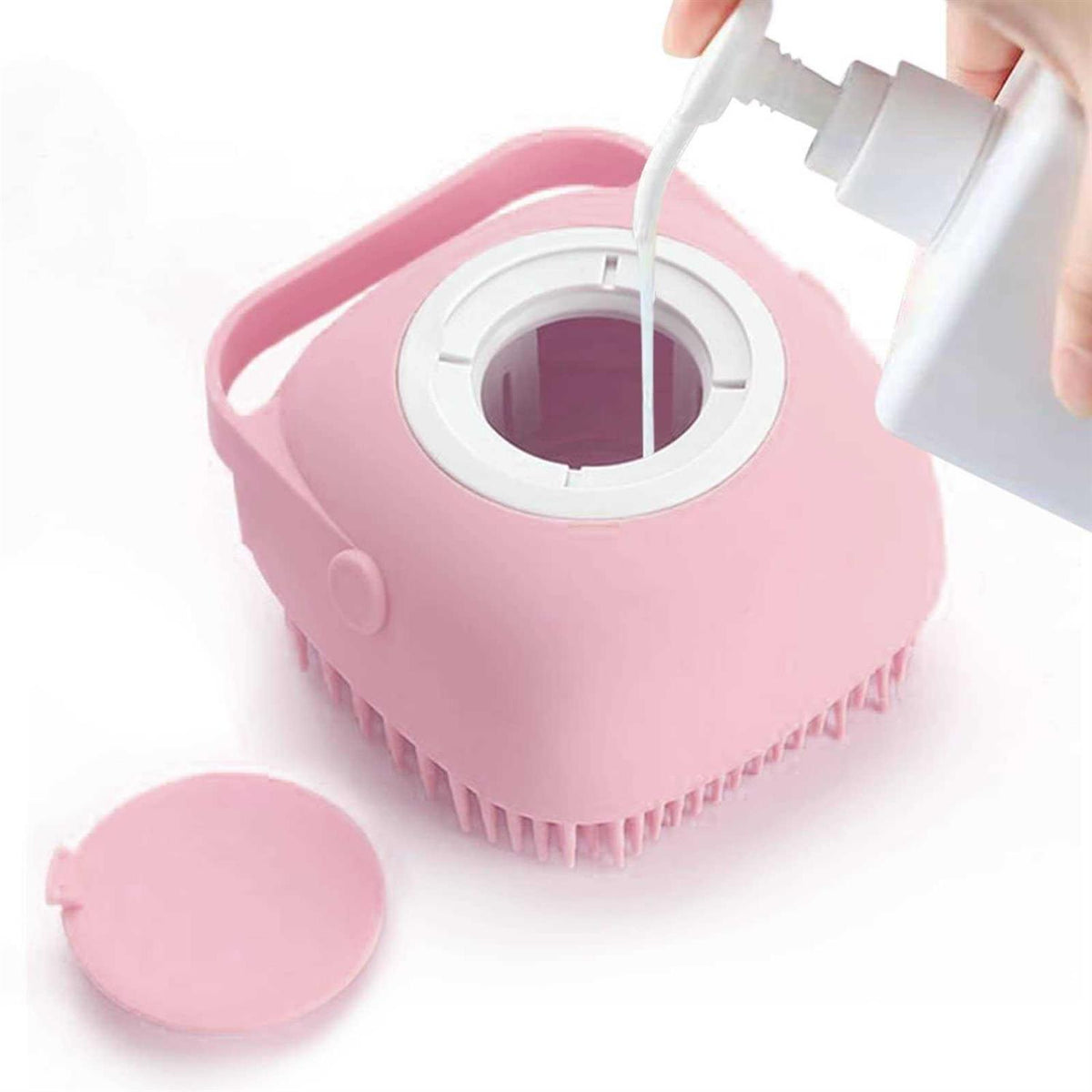 Pet Grooming Bath Massage Brush with Soap and Shampoo Dispenser Soft Silicone Bristle J29153