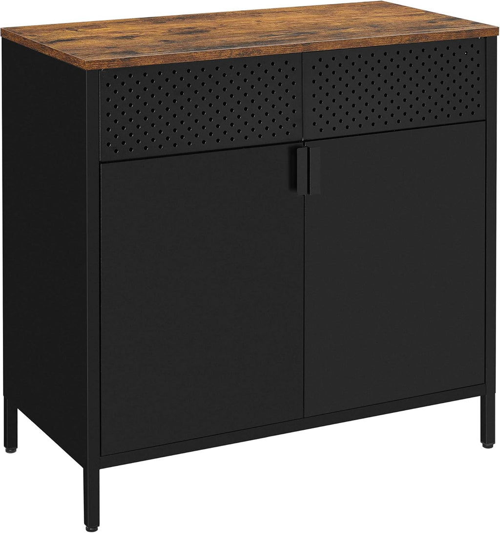 Rustic Brown and Black Storage Sideboard D541736