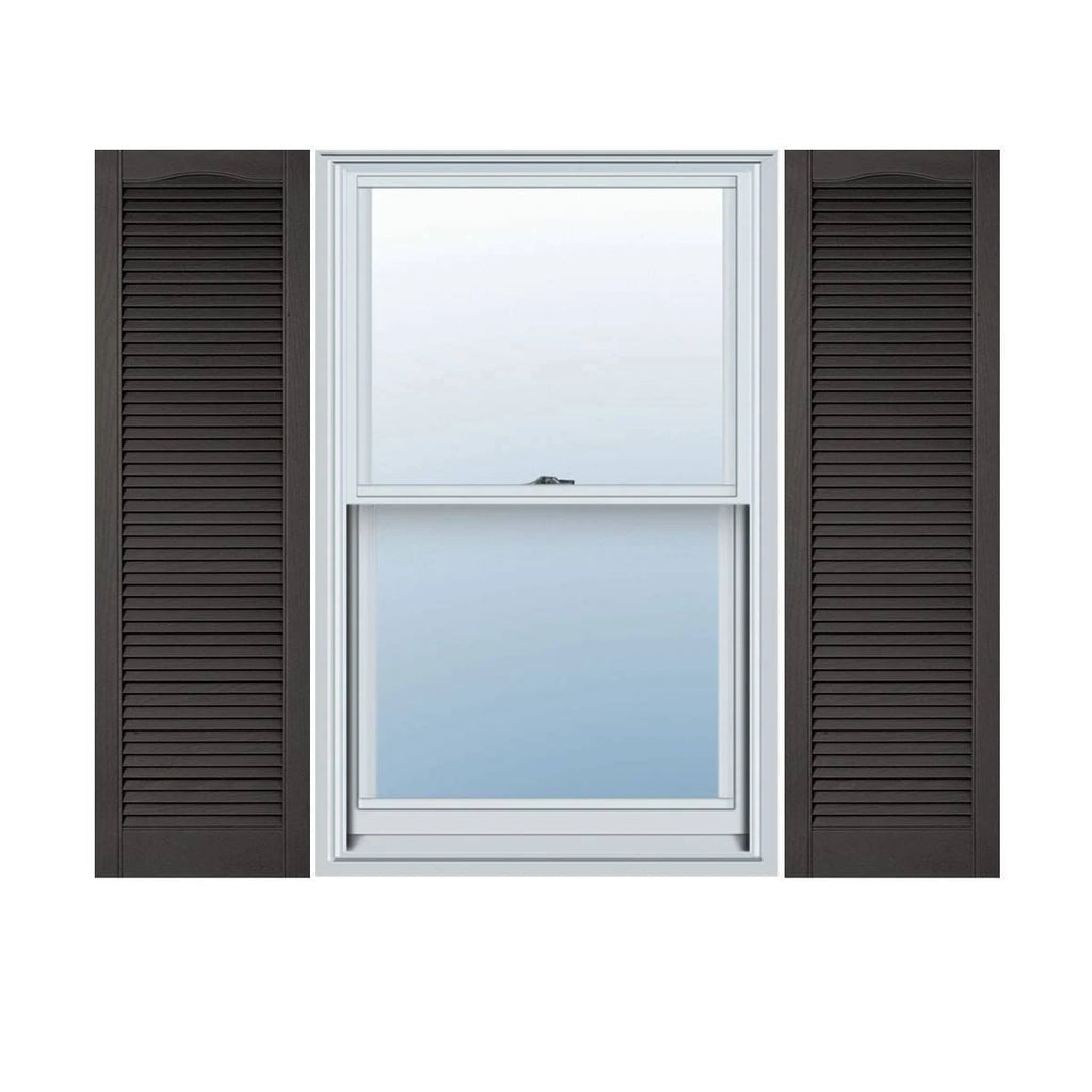 Vinyl Cathedral Top Open Louver Shutters Musket Brown K644892