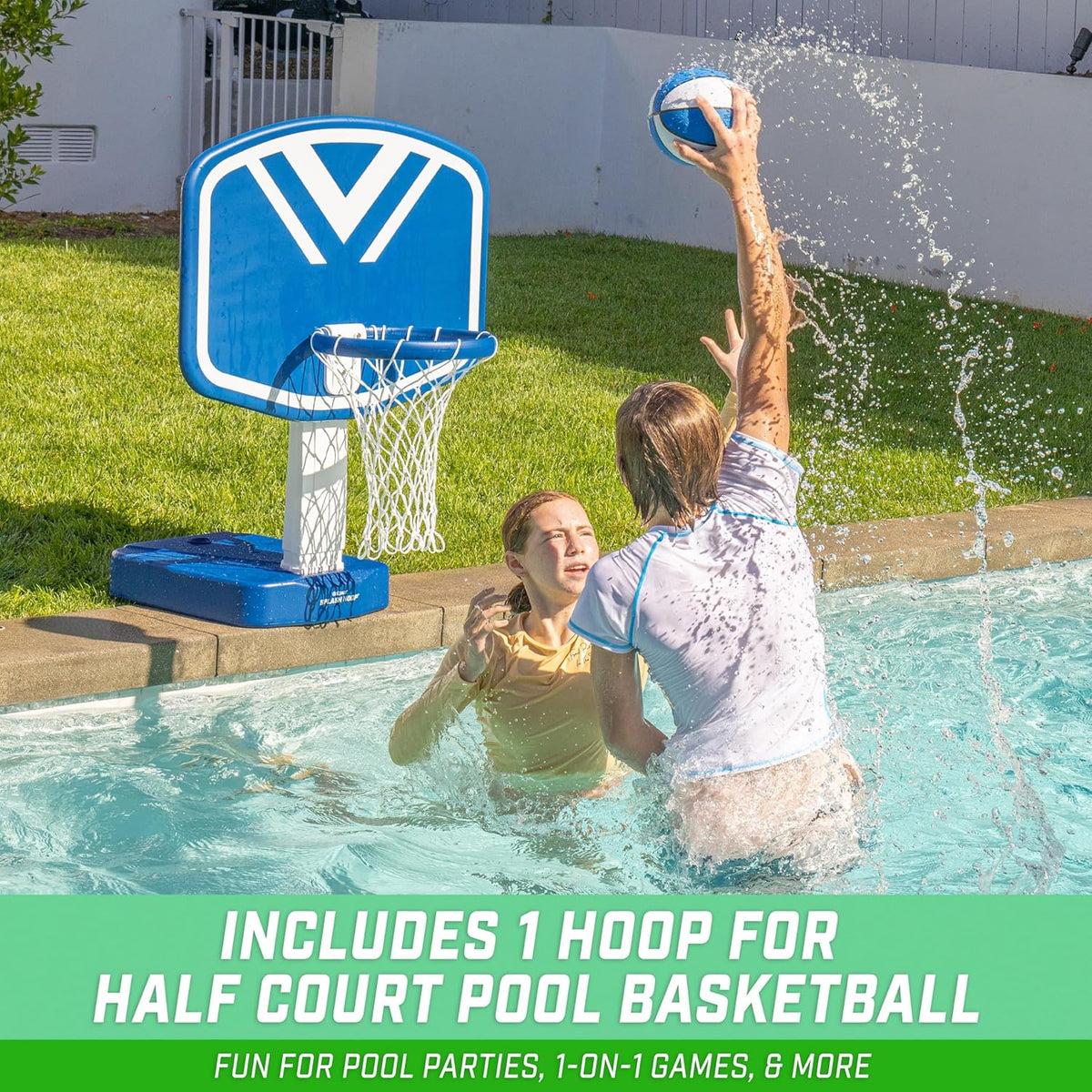 2-in-1 Pool Basketball Hoop & Volleyball Net Game Set B575470