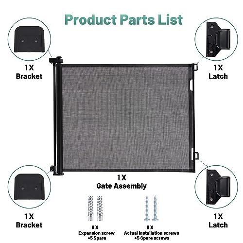 Grey Retractable Mesh Baby Gate, 41" Extra Tall, 55" Wide E1158