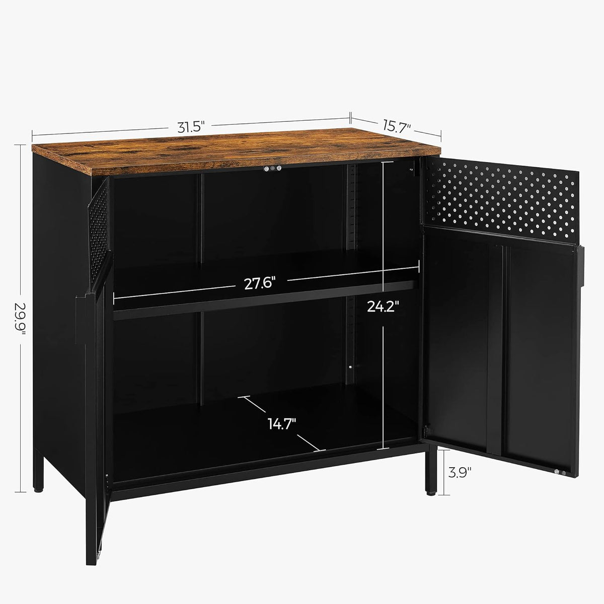 Rustic Brown and Black Storage Sideboard D541736
