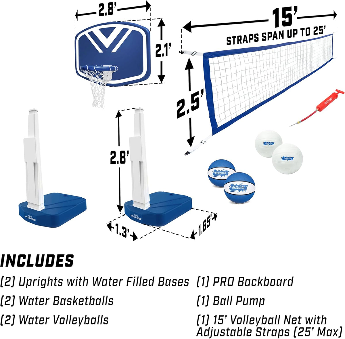 2-in-1 Pool Basketball Hoop & Volleyball Net Game Set B575470