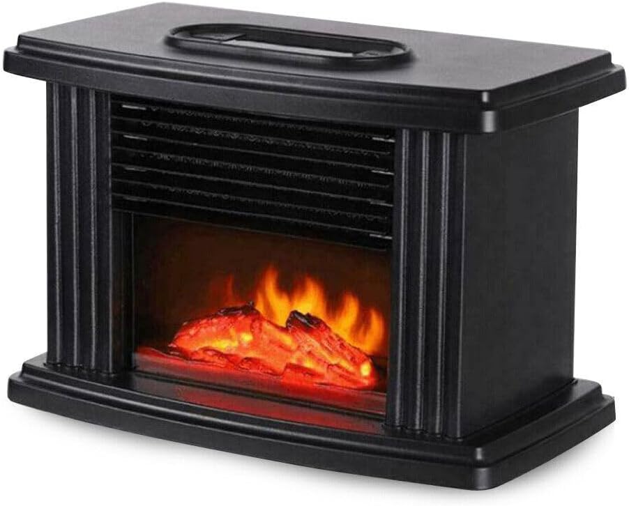 Freestanding Electric Fireplace Stove with Realistic Flame Effect, 1000W Q2614