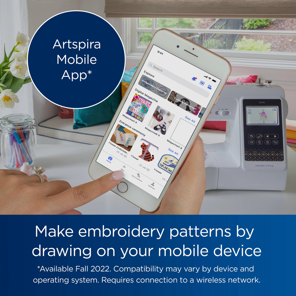 Computerized Sewing & Embroidery Machine with Built-in Designs & Wireless Connectivity L658622