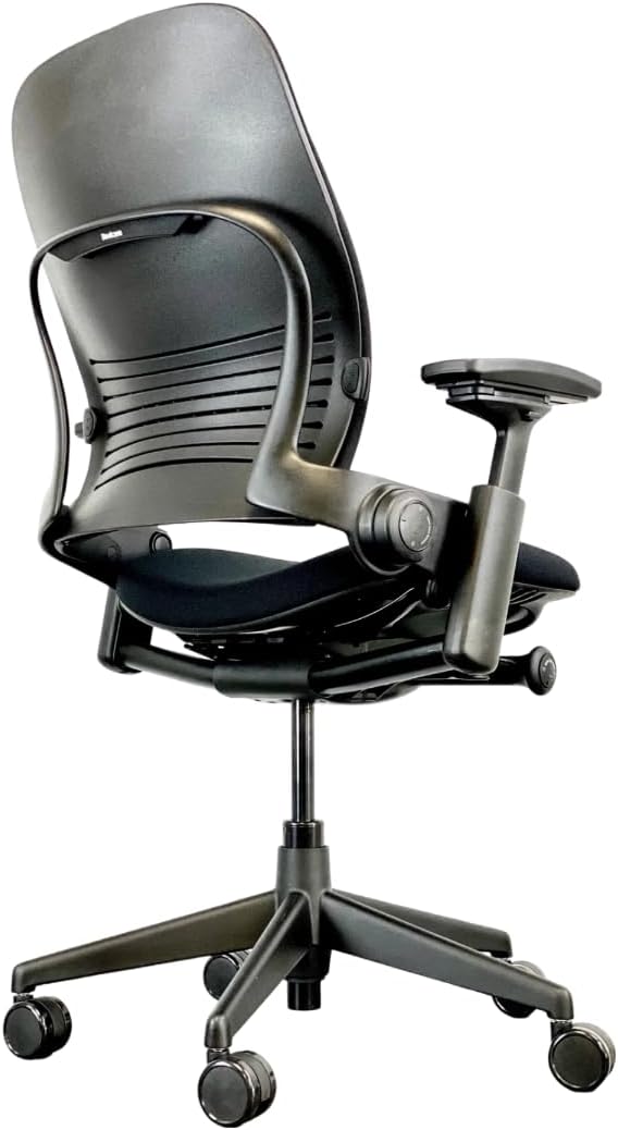 Black Fabric Black Frame Office Chair with Lumbar Support N65188