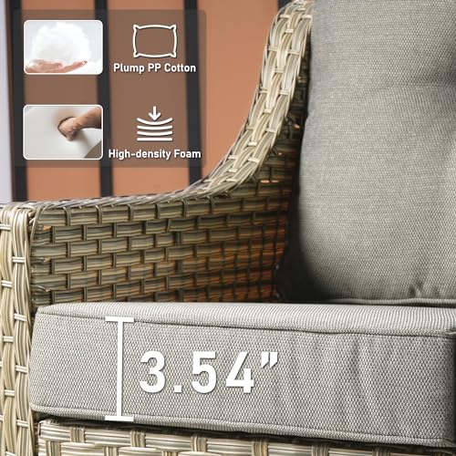 6 Piece Outdoor Wicker Patio Furniture Set with Fire Pit Table (Red) O8894