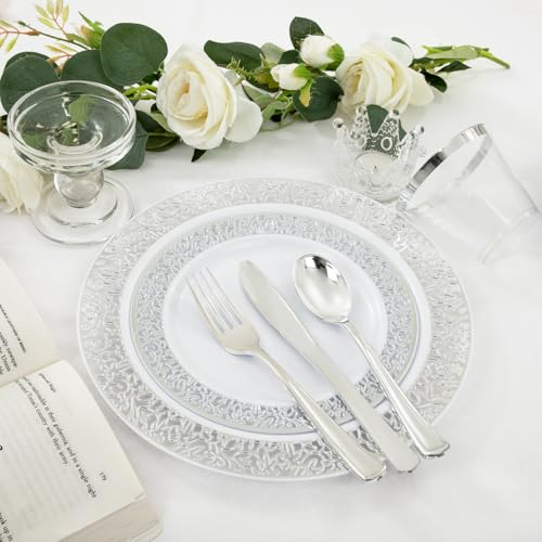 350pcs Silver Party Dinnerware Set C47654