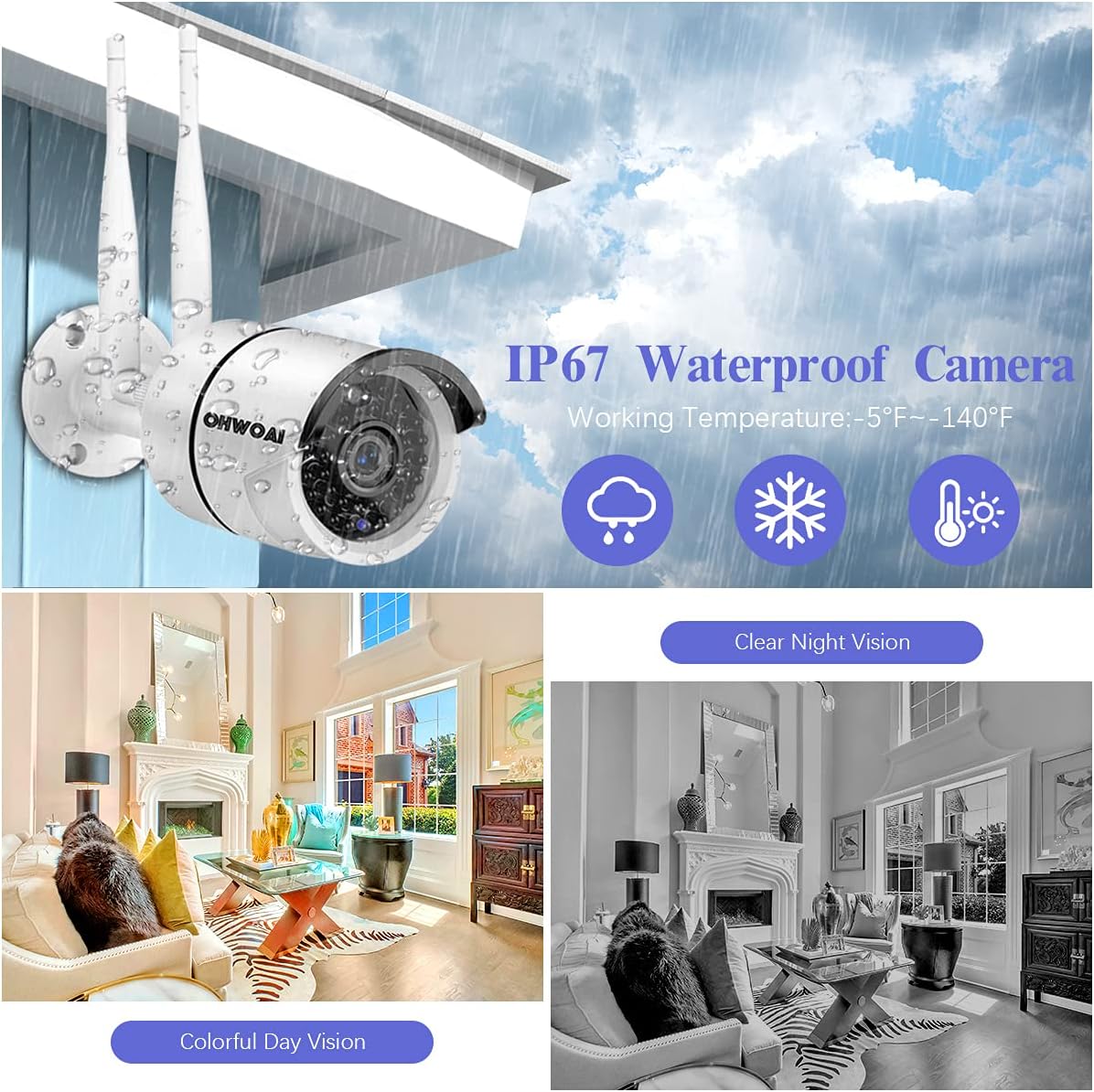 Wireless Security Camera System with 10 HD Screen, 4Pcs WiFi IP Cameras Q904636