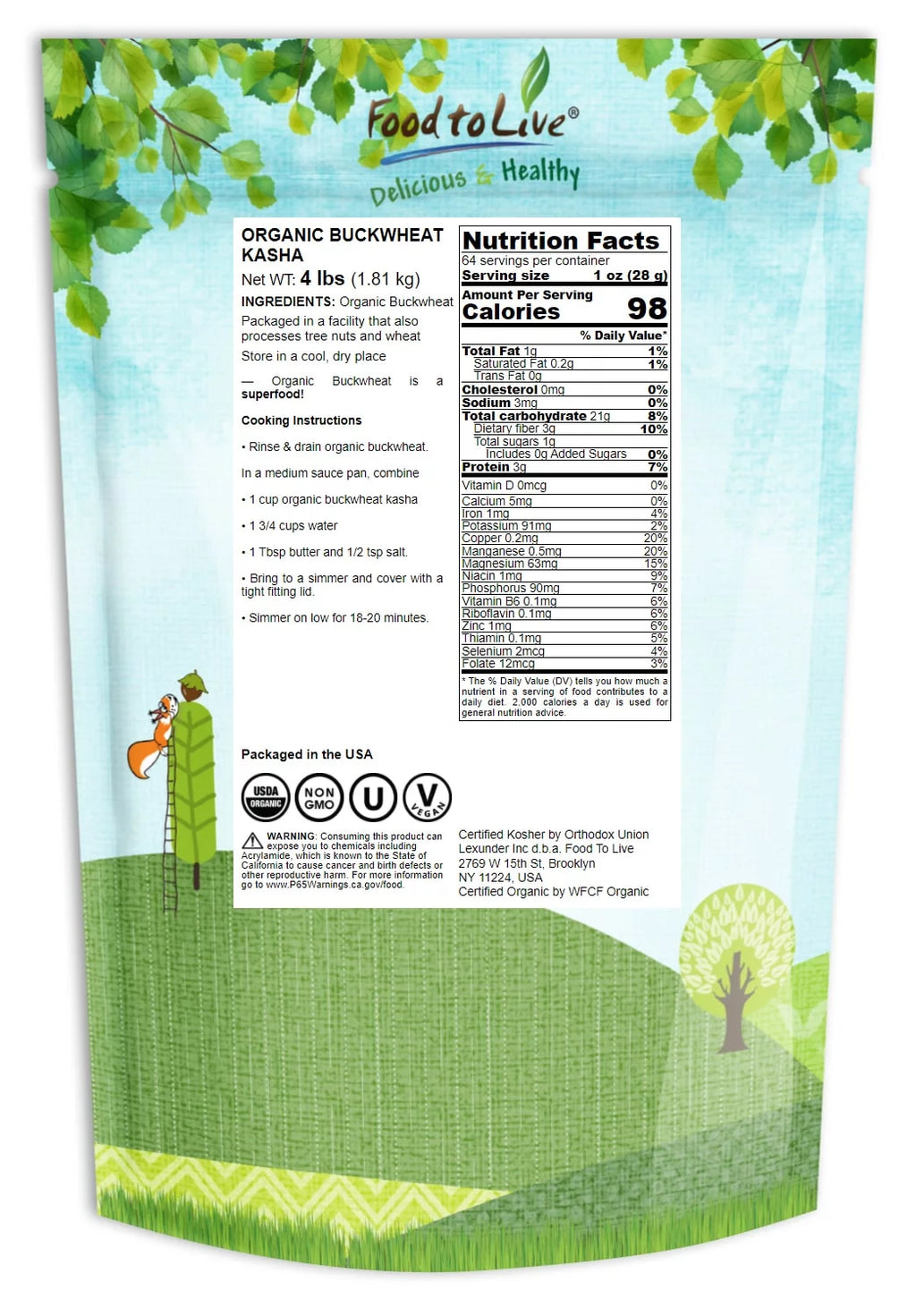 Organic Buckwheat Kasha, 4 Pounds R41467