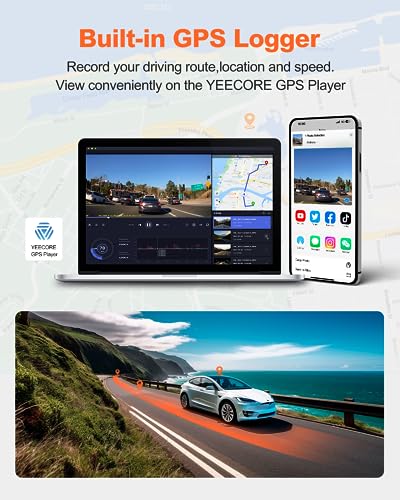 Dual Dash Cam 5G WiFi GPS, 4K+HDR 1080P Front and Rear, 3.3" Screen, Night Vision, Parking Mode, G-Sensor, Support 512GB Max U277