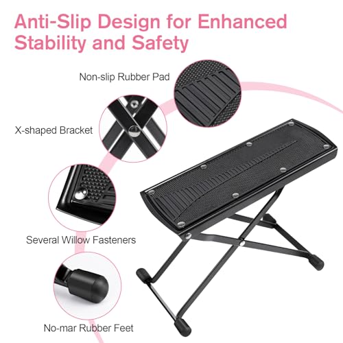 6 Heights Adjustable Non-Slip Pedicure Foot Rest Y240709